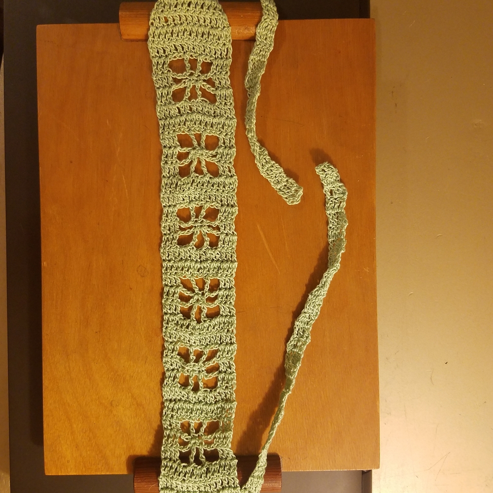 HANDMADE Retro Mint CROCHET Headband with Tie – Perfect Spring Accessory Refresh - Picture 7 of 9